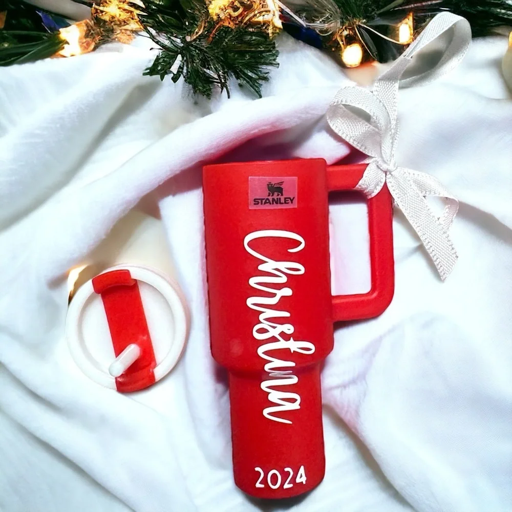 Personalized Christmas Ornaments: Mini Stanley Cup Ornaments. Cash Holder.